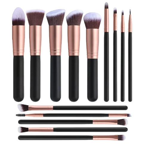 14pcs Wood Handle Makeup Brush Set